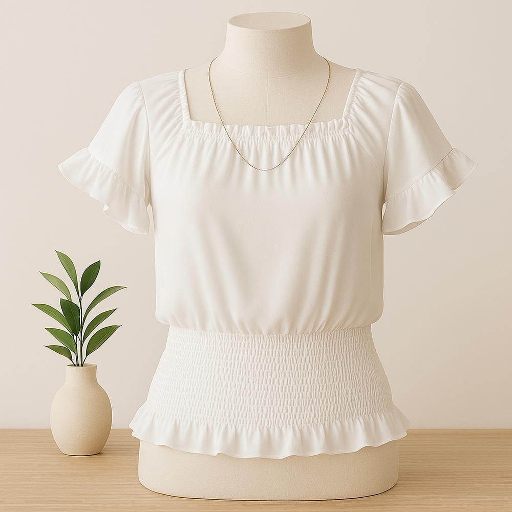 GIGIO Chic White Ruffled Blouse for Women. $11 Firm